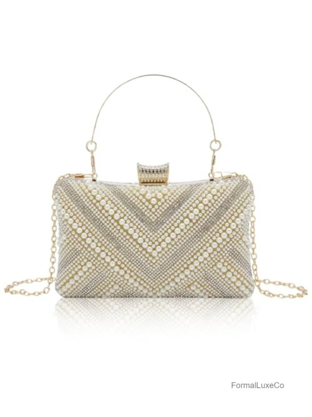 Pearl Clutch Purse Women Evening Wedding Bridal Formal Party Handbag